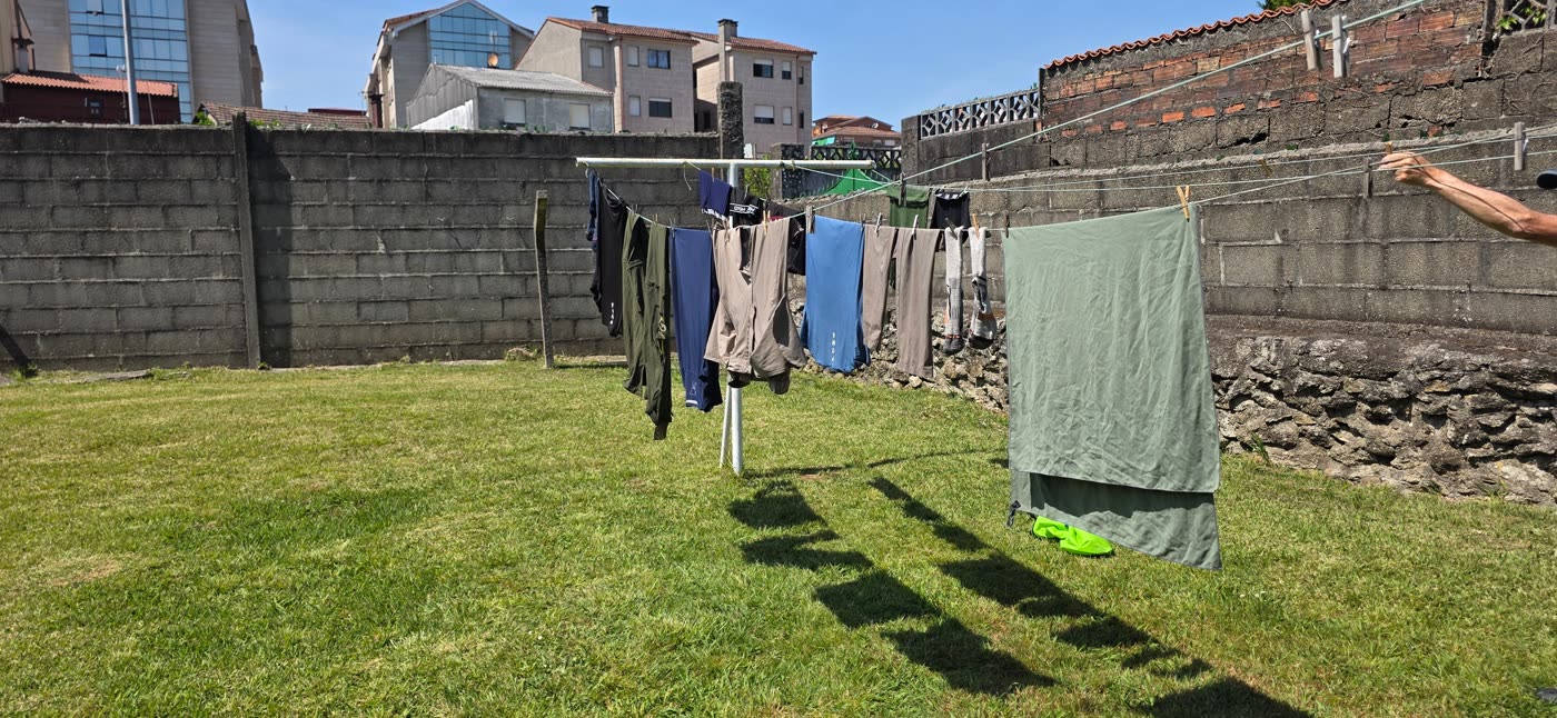 Laundry hanging at an albergue