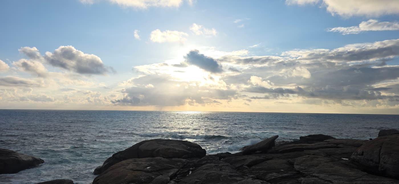 Sunset over a rocky coast